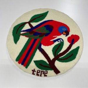 Vintage Guajiro Tapestry by Tere Colorful Round Hooked Rug Wall Art